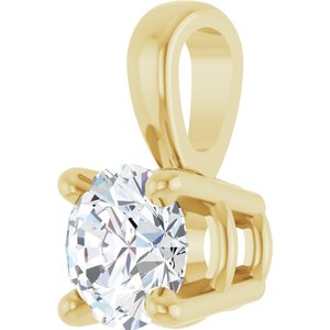14K Yellow Gold Round 4Mm :: 1/4 Ct Si1-Si2, Gh Polished 1/4 Ct Lab-Grown Diamond 4-Prong Solitaire Pendant