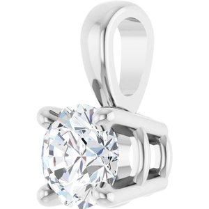 14K White Gold Round 4Mm /Si1-Si2, Gh Polished 1/4 Ct Lab-Grown Diamond 4-Prong Solitaire Pendant