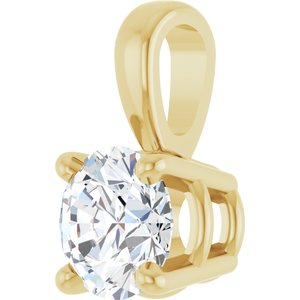 14K Yellow Gold Round 4.5Mm :: 1/3 Ct Si1-Si2, Gh Polished 1/3 Ct Lab-Grown Diamond 4-Prong Solitaire Pendant