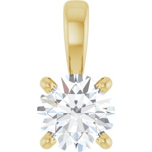 14K Yellow Gold Round 4.5Mm :: 1/3 Ct Si1-Si2, Gh Polished 1/3 Ct Lab-Grown Diamond 4-Prong Solitaire Pendant