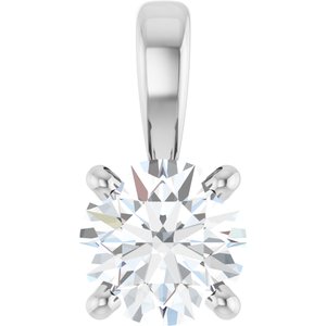 14K White Gold Round 4.5Mm /Si1-Si2, Gh Polished 1/3 Ct Lab-Grown Diamond 4-Prong Solitaire Pendant