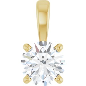14K Yellow Gold Round 5Mm :: 1/2 Ct Si1-Si2, Gh Polished 1/2 Ct Lab-Grown Diamond 4-Prong Solitaire Pendant