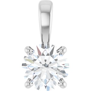 14K White Gold Round 5Mm /Si1-Si2, Gh Polished 1/2 Ct Lab-Grown Diamond 4-Prong Solitaire Pendant