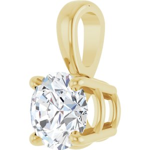 14K Yellow Gold Round 5Mm :: 1/2 Ct Si1-Si2, Gh Polished 1/2 Ct Lab-Grown Diamond 4-Prong Solitaire Pendant
