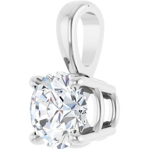 14K White Gold Round 5Mm /Si1-Si2, Gh Polished 1/2 Ct Lab-Grown Diamond 4-Prong Solitaire Pendant
