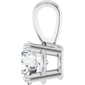 14K White Gold Round 5Mm /Si1-Si2, Gh Polished 1/2 Ct Lab-Grown Diamond 4-Prong Solitaire Pendant