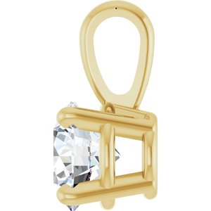 14K Yellow Gold Round 5Mm :: 1/2 Ct Si1-Si2, Gh Polished 1/2 Ct Lab-Grown Diamond 4-Prong Solitaire Pendant