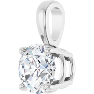 14K White Gold Round 6Mm /Si1-Si2, Gh Polished 3/4 Ct Lab-Grown Diamond 4-Prong Solitaire Pendant