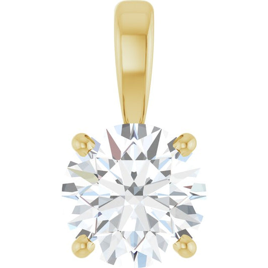 14K Yellow Gold Round Si1-Si2, G-H Polished Lab-Grown Diamond Solitaire 4-Prong Pendant