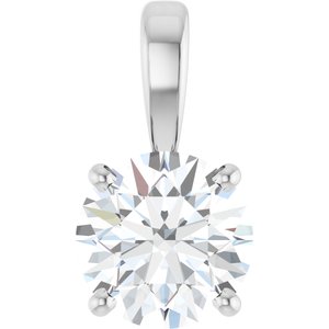 14K White Gold Round 6.5Mm /Si1-Si2, G-H Polished 1 Ctw Lab-Grown Diamond Solitaire 4-Prong Pendant