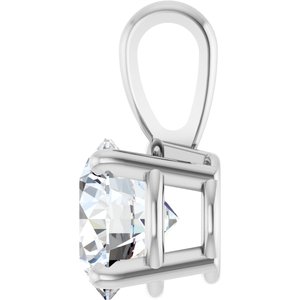 14K White Gold Round 6.5Mm /Si1-Si2, G-H Polished 1 Ctw Lab-Grown Diamond Solitaire 4-Prong Pendant