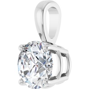 14K White Gold Round 6.5Mm /Si1-Si2, G-H Polished 1 Ctw Lab-Grown Diamond Solitaire 4-Prong Pendant