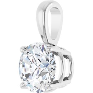 14K White Gold Round 7Mm /Si1-Si2, Gh Polished 1 1/4 Ct Lab-Grown Diamond 4-Prong Solitaire Pendant
