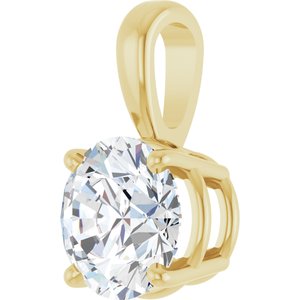 14K Yellow Gold Round 7Mm :: 1 1/4 Ct Si1-Si2, Gh Polished 1 1/4 Ct Lab-Grown Diamond 4-Prong Solitaire Pendant