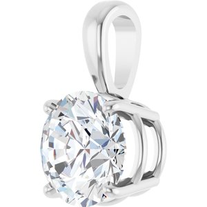 14K White Gold Round 8Mm /Si1-Si2, Gh Polished 2 Ct Lab-Grown Diamond 4-Prong Solitaire Pendant