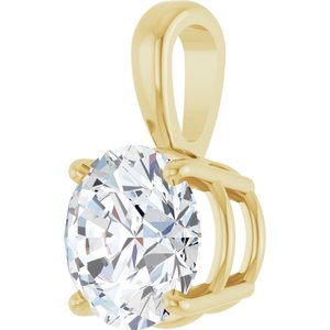 14K Yellow Gold Round 8Mm :: 2 Ct Si1-Si2, Gh Polished 2 Ct Lab-Grown Diamond 4-Prong Solitaire Pendant
