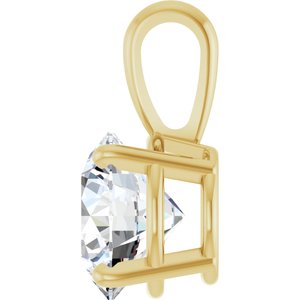 14K Yellow Gold Round 8Mm :: 2 Ct Si1-Si2, Gh Polished 2 Ct Lab-Grown Diamond 4-Prong Solitaire Pendant