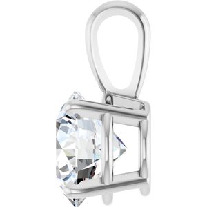 14K White Gold Round 8Mm /Si1-Si2, Gh Polished 2 Ct Lab-Grown Diamond 4-Prong Solitaire Pendant