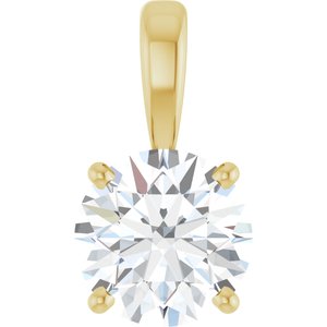 14K Yellow Gold Round 7Mm :: 1 1/4 Ct Si1-Si2, Gh Polished 1 1/4 Ct Lab-Grown Diamond 4-Prong Solitaire Pendant