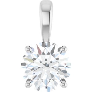 14K White Gold Round 7Mm /Si1-Si2, Gh Polished 1 1/4 Ct Lab-Grown Diamond 4-Prong Solitaire Pendant