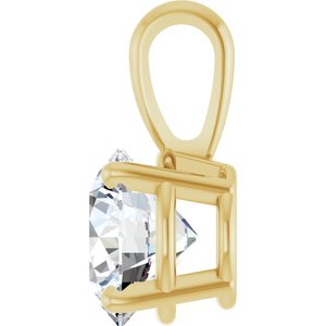 14K Yellow Gold Round 7Mm :: 1 1/4 Ct Si1-Si2, Gh Polished 1 1/4 Ct Lab-Grown Diamond 4-Prong Solitaire Pendant