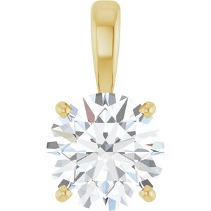 14K Yellow Gold Round 8Mm :: 2 Ct Si1-Si2, Gh Polished 2 Ct Lab-Grown Diamond 4-Prong Solitaire Pendant