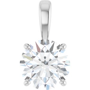 14K White Gold Round 8Mm /Si1-Si2, Gh Polished 2 Ct Lab-Grown Diamond 4-Prong Solitaire Pendant