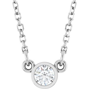 14K White Gold Round 3Mm Gh Si1-Si2 1/10 Ct Lab Grown Diamond Solitaire Necklace, Length: 18 In