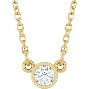 14K Yellow Gold Round 3Mm Gh Si1-Si2 1/10 Ct Lab Grown Diamond Solitaire Necklace, Length: 18 In
