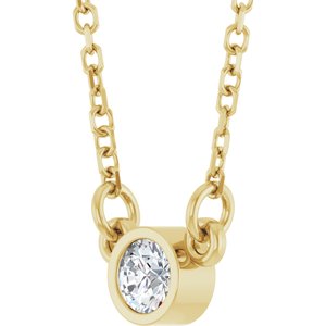 14K Yellow Gold Round 3Mm Gh Si1-Si2 1/10 Ct Lab Grown Diamond Solitaire Necklace, Length: 18 In