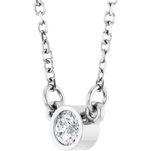 14K White Gold Round 3Mm Gh Si1-Si2 1/10 Ct Lab Grown Diamond Solitaire Necklace, Length: 18 In