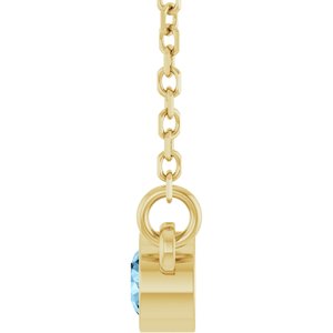 14K Yellow Gold Round 3 Mm  Natural Sky Blue Topaz Solitaire Necklace, Length: 18 In