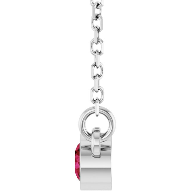 14K White Gold Or Rhodium-Plated Sterling Silver Round 16 In Polished Lab-Grown Gemstone Solitaire Necklace