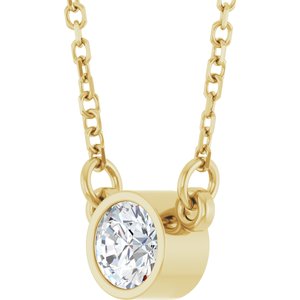 14K Yellow Gold Round 4 Mm  Moissanite Solitaire Necklace, Length: 18 In