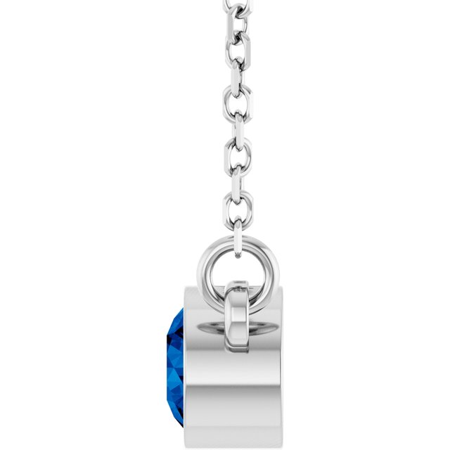 14K White Gold Or Rhodium-Plated Sterling Silver Round 16 In Polished Lab-Grown Gemstone Solitaire Necklace