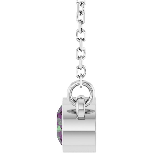 14K White Gold Or Rhodium-Plated Sterling Silver Round 16 In Polished Lab-Grown Gemstone Solitaire Necklace