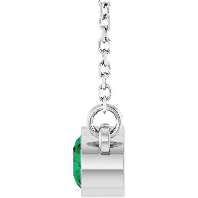 14K White Gold Or Rhodium-Plated Sterling Silver Round 16 In Polished Lab-Grown Gemstone Solitaire Necklace
