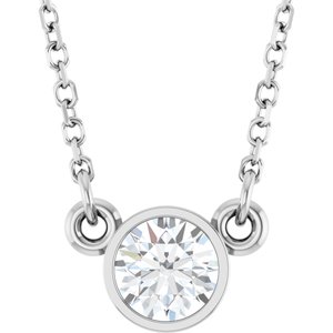 14K White Gold Round 4.5Mm G-H I1 1/3 Ct Natural Diamond Solitaire Necklace, Length: 18 In