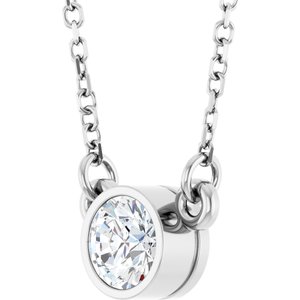 14K White Gold Round 4.5Mm G-H I1 1/3 Ct Natural Diamond Solitaire Necklace, Length: 18 In