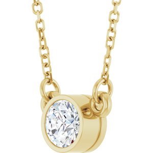 14K Yellow Gold Round 4.5Mm G-H I1 1/3 Ct Natural Diamond Solitaire Necklace, Length: 18 In