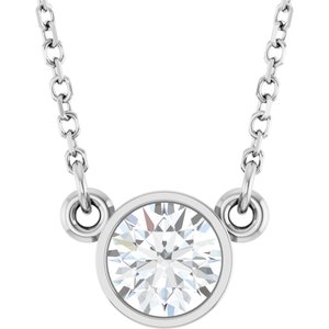 14K White Gold Round 5.2Mm Gh Si1-Si2 1/2 Ct Lab Grown Diamond Solitaire Necklace, Length: 18 In