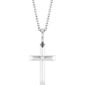 14K Yellow Gold Or Sterling Silver Round 1.2Mm G-H I1 .0075 Ct Natural Diamond Knife-Edge Necklace, Length: 18 In