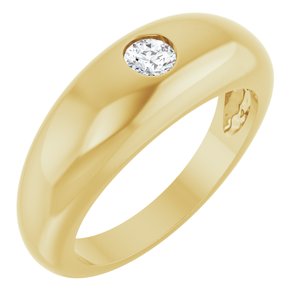 14K Yellow Gold Round 4 Mm Polished 1/4 Ct Lab-Grown Diamond Dome Ring Size 10