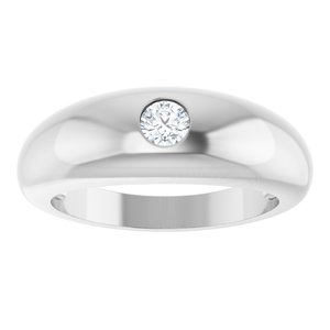 14K White Gold Round 4 Mm Polished 1/4 Ct Lab-Grown Diamond Dome Ring Size 10