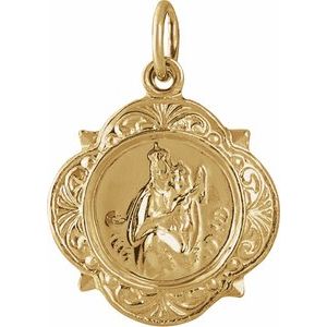 14K Yellow Gold 12 X 12 Mm Polished Scapular Medal