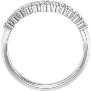 14K White Gold Round Polished 3/8 Ctw Lab-Grown Diamond Double Row Contour Band Size 7