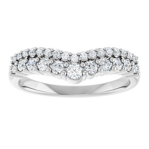 14K White Gold Round Polished 3/8 Ctw Lab-Grown Diamond Double Row Contour Band Size 7
