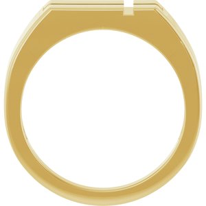 14K Yellow Gold Polished Rectangle Cross Signet Ring Size 7