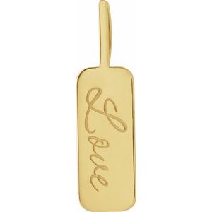 14K Yellow Gold Love 27.9 X 7.8 Mm Polished Braille Pendant