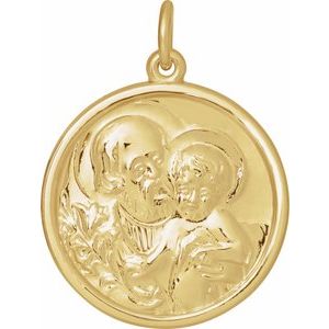 14K Yellow Gold 22 Mm Polished Round St. Joseph Medal